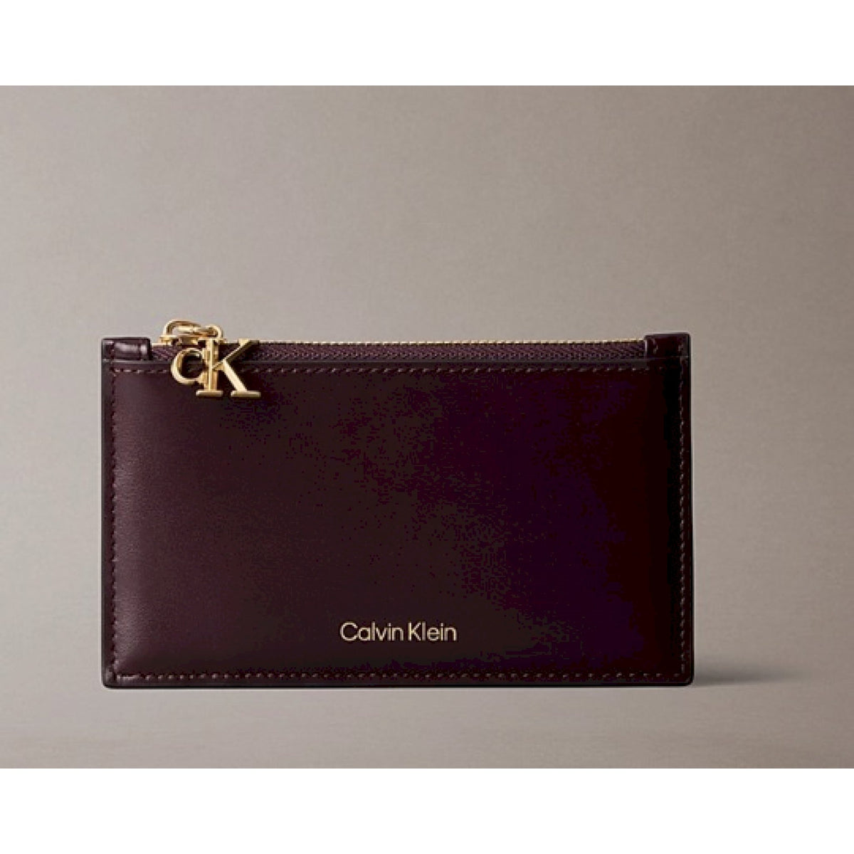Calvin klein porta carte in pelle con zip