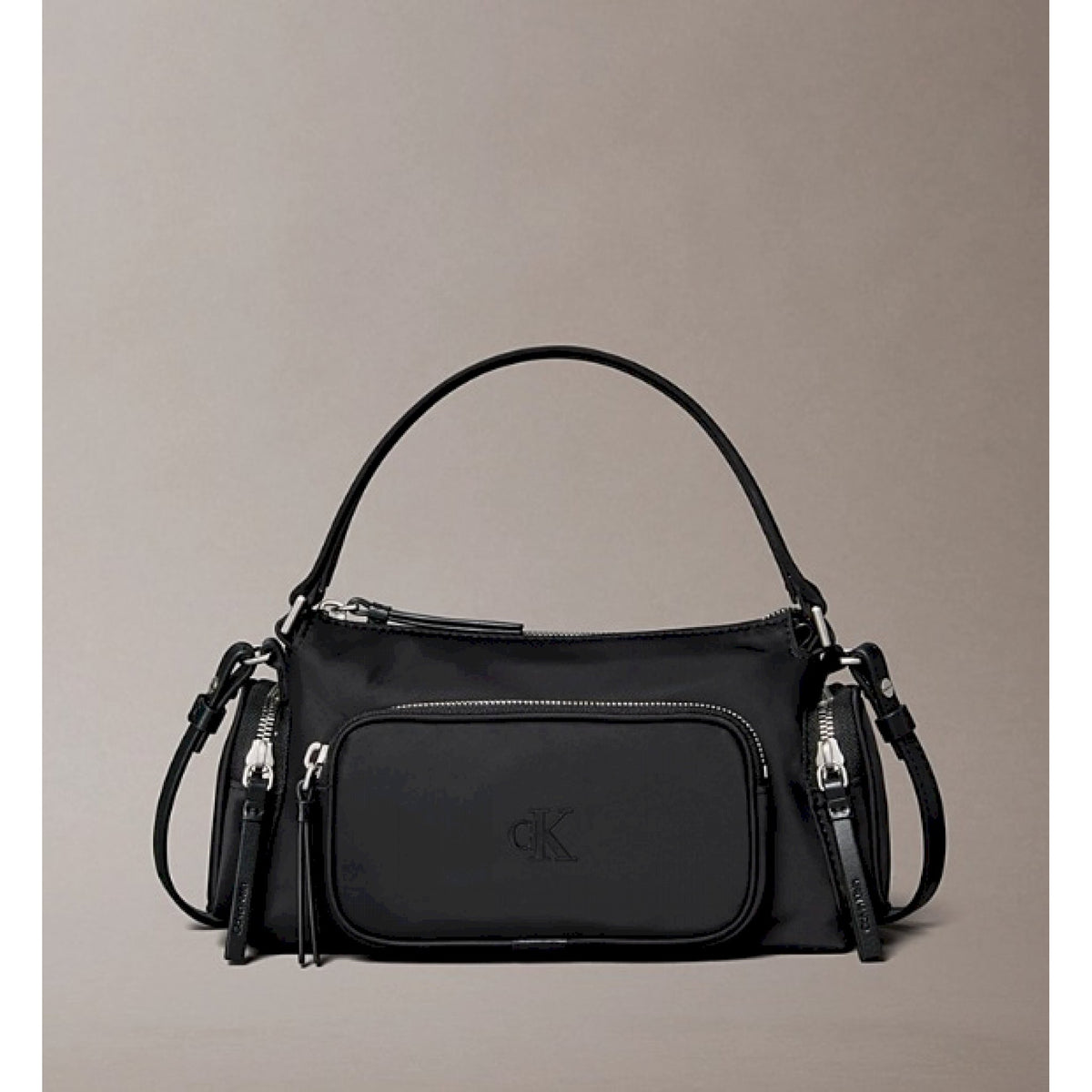 Calvin klein borsa da spalla morbida in satin e nylon