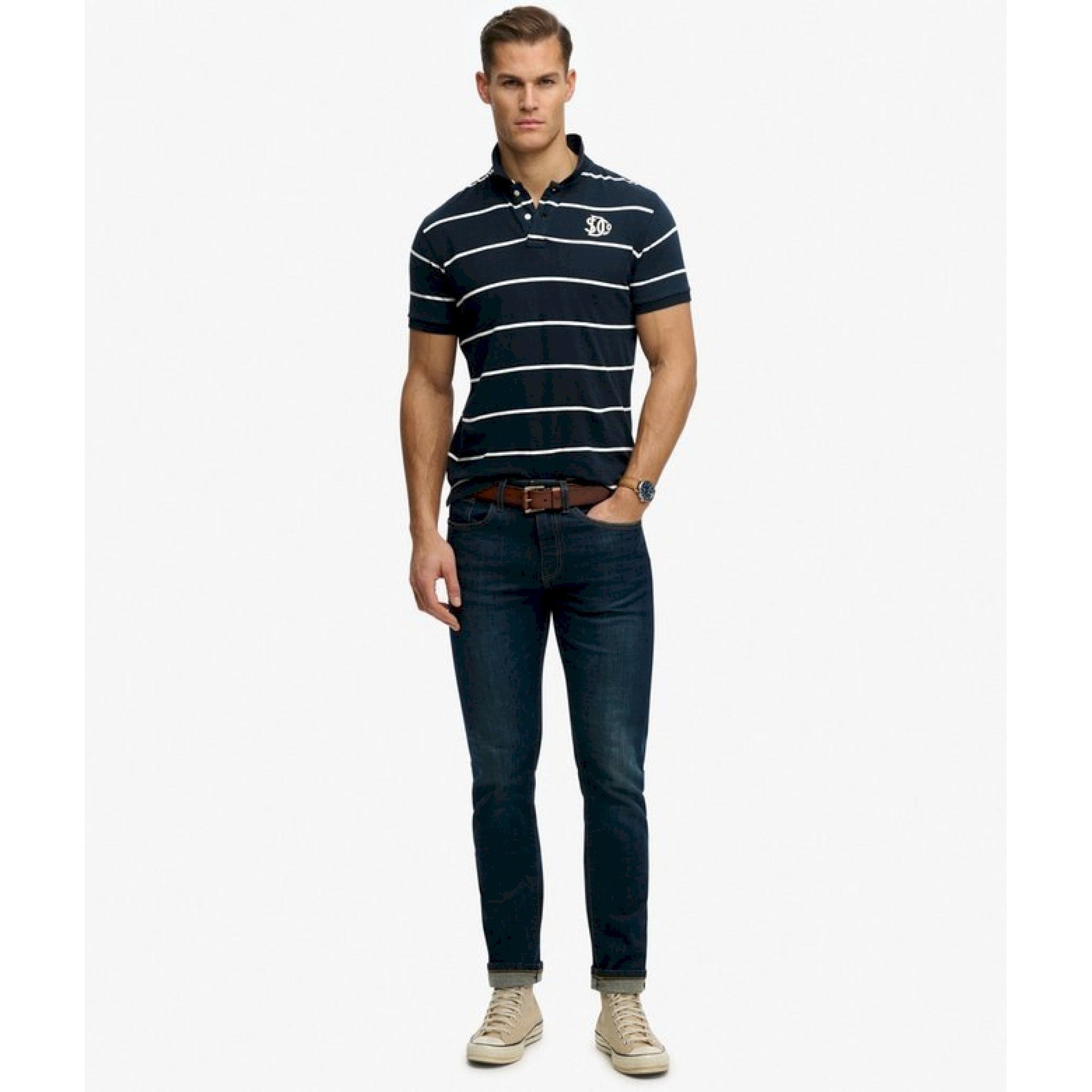 Vintage stripe jersey polo