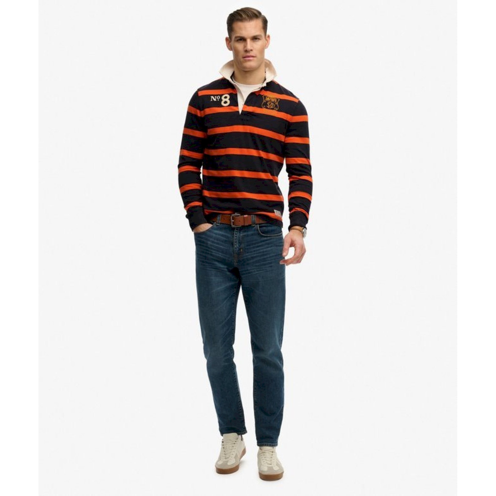 Double emblem stripe rugby