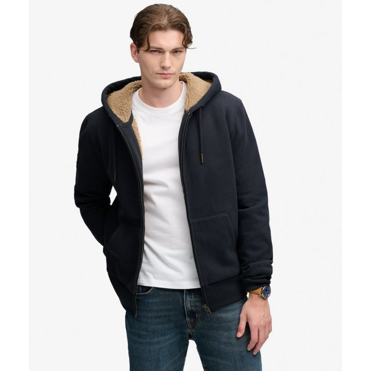 Superdry felpa con zip foderata in borg