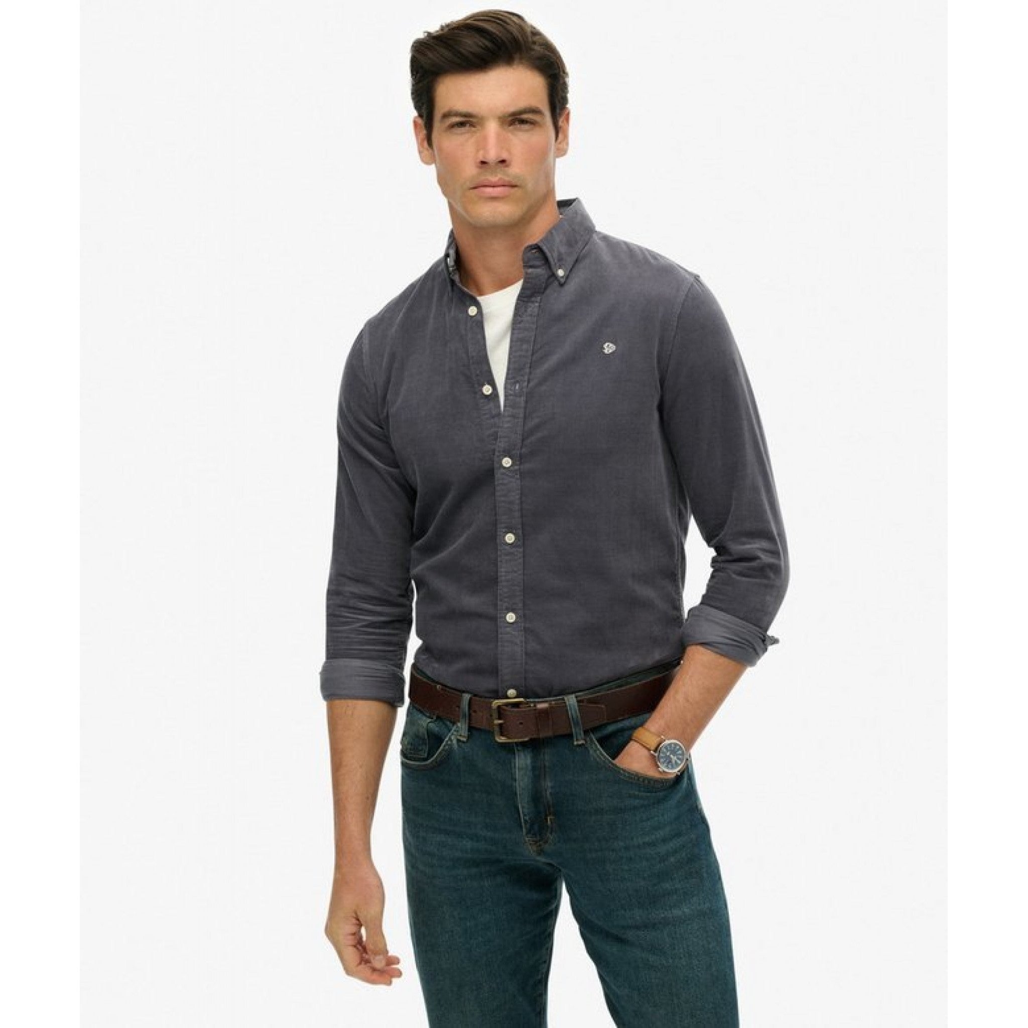 Superdry camicia classic in velluto a coste