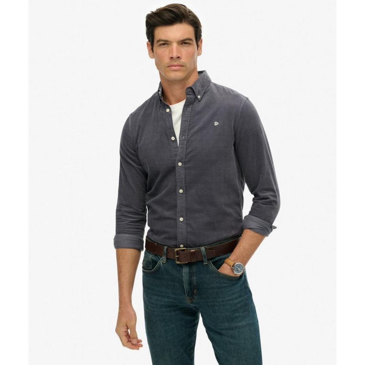 Superdry camicia classic in velluto a coste