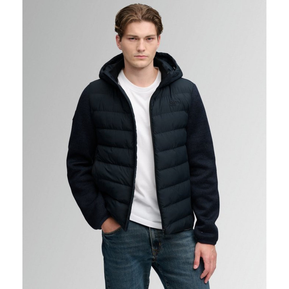 Hooded storm knit hybrid jkt