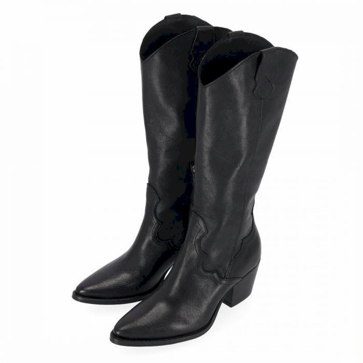Stivale texano in pelle con tacco