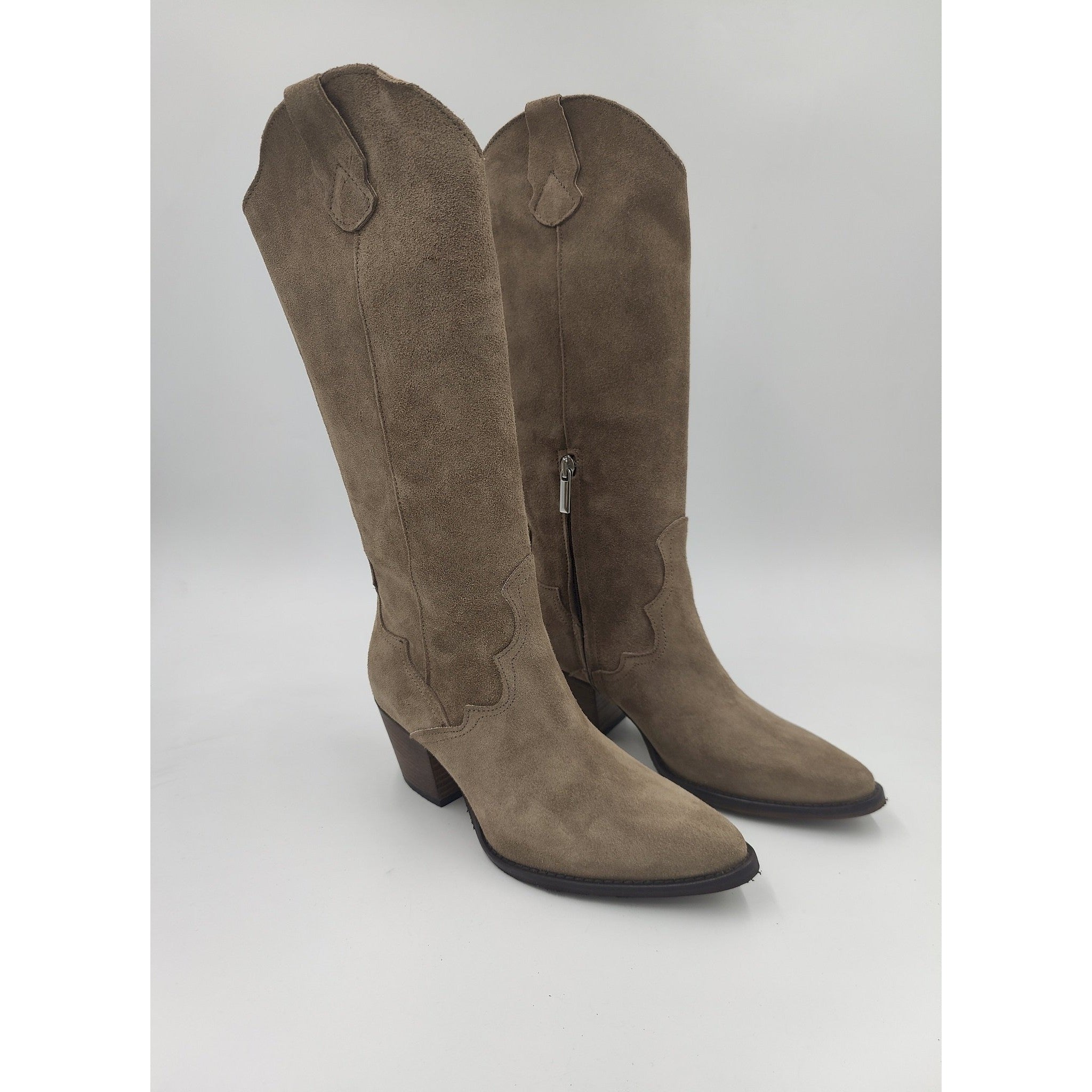 Stivale texano velour con tacco