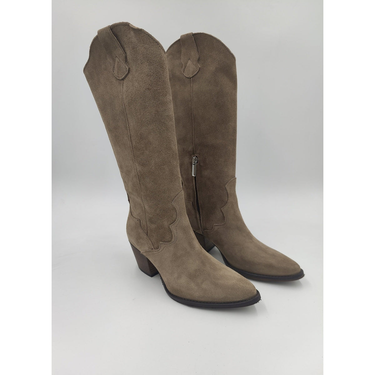 Stivale texano velour con tacco
