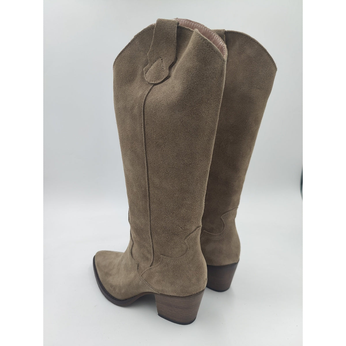 Stivale texano velour con tacco
