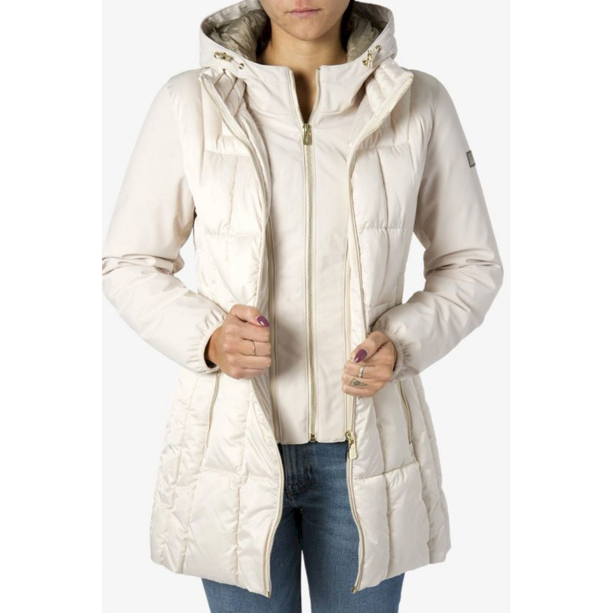 Yes zee cappotto donna trapunta con finto gilet stacc