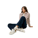 Milan crystal w sneakers in pelle con dettagli in camoscio