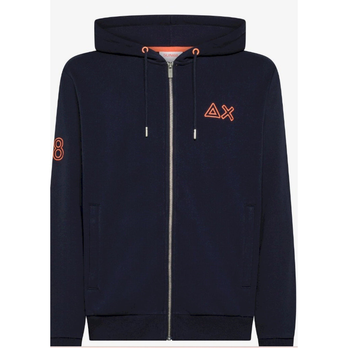 Sun 68 felpa capp zip riporti fluo