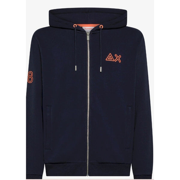 Sun 68 felpa capp zip riporti fluo