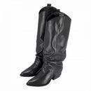 Texano con ghetta in pelle