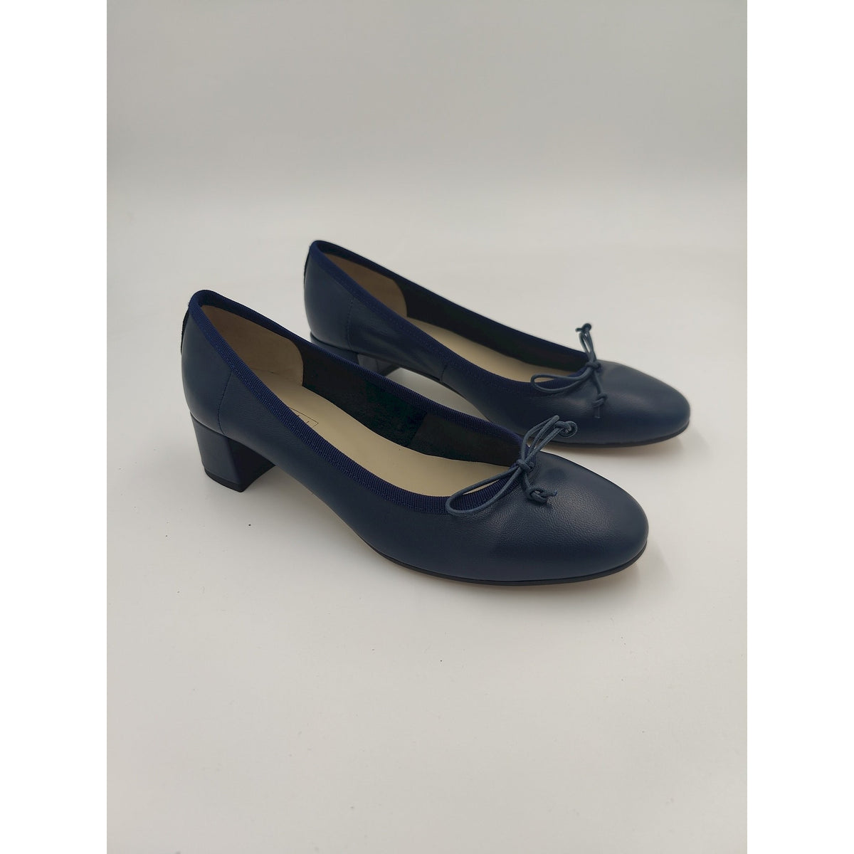 Ballerina con tacco in pelle