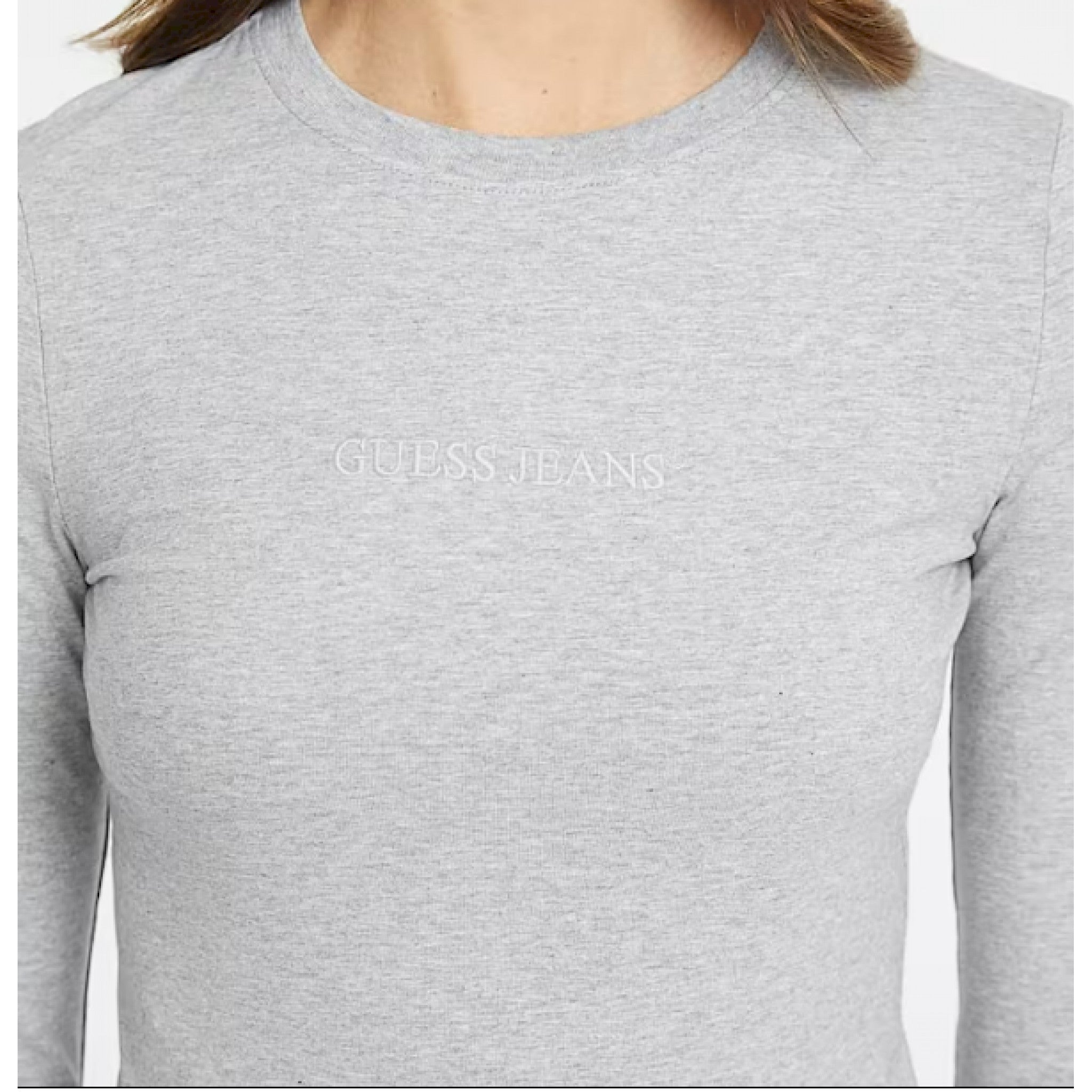 Guess t-shirt vestibilità slim a manica lunga ricamata