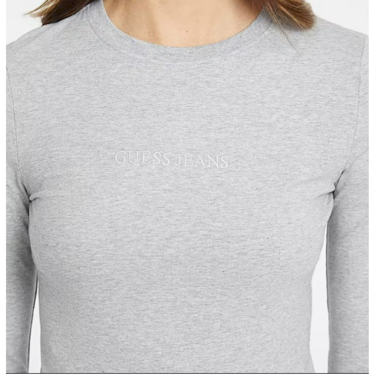 Guess t-shirt vestibilità slim a manica lunga ricamata