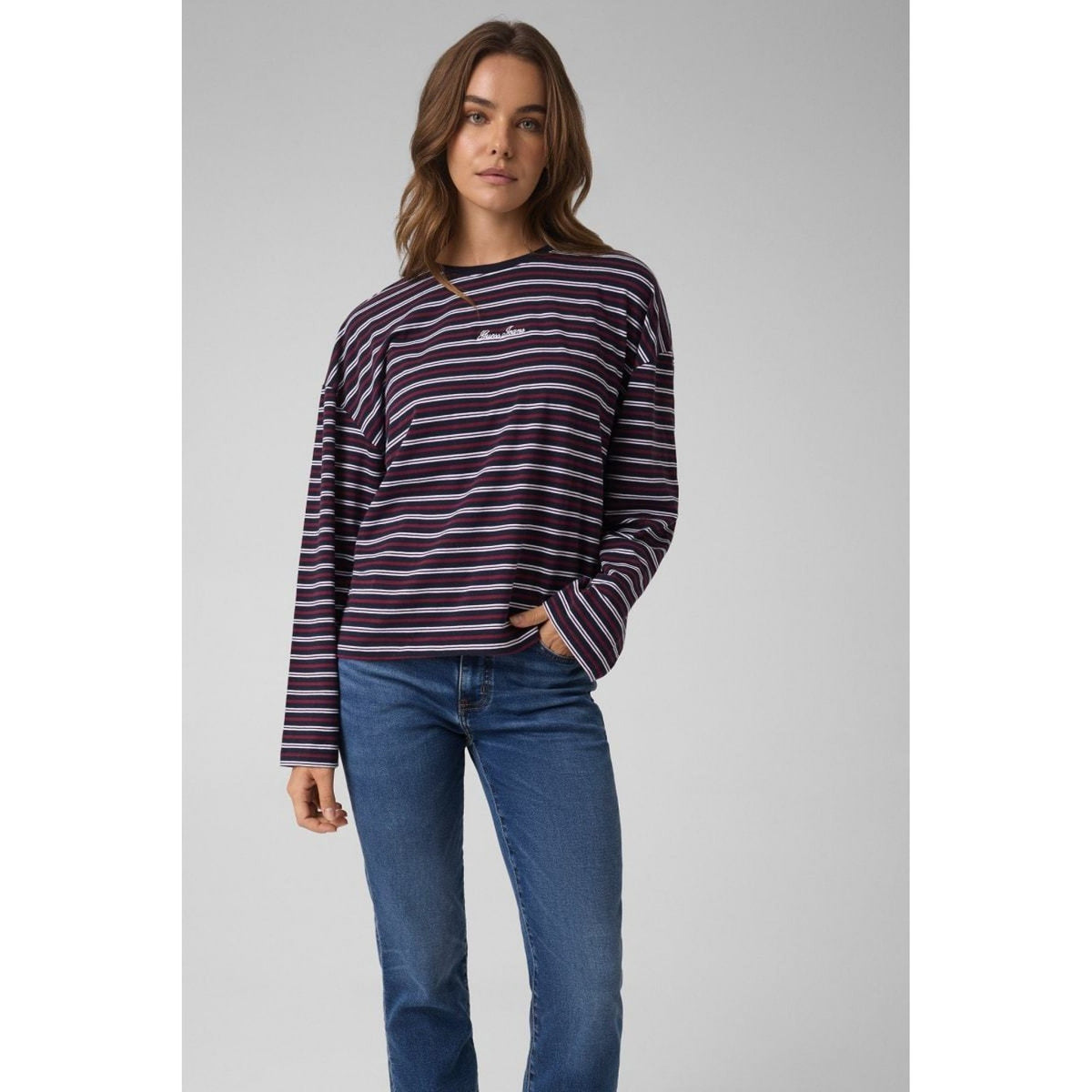 Guess - t shirt relaxed guess a righe