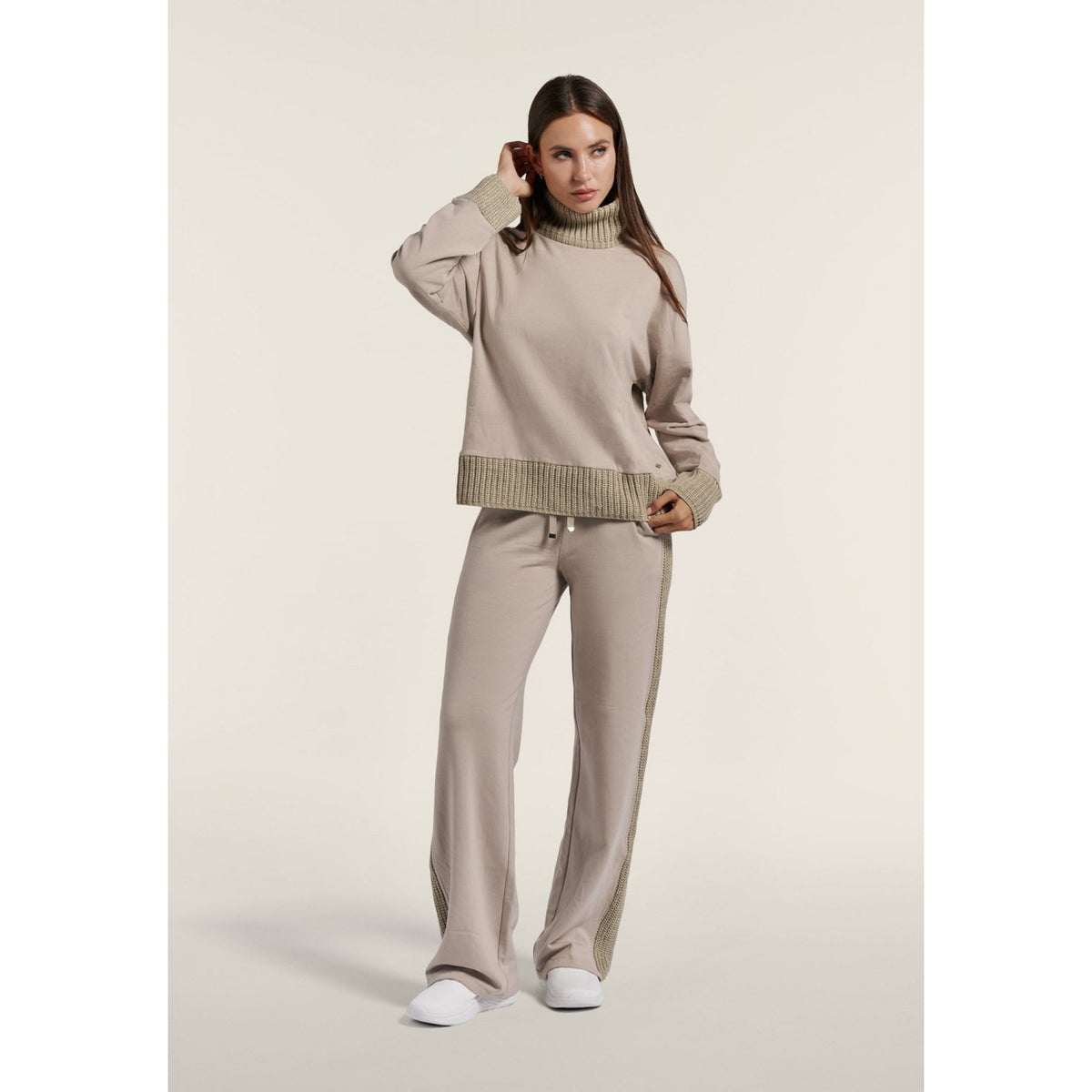 Freddy - felpa comfort freddy con collo alto e dettagli in tricot