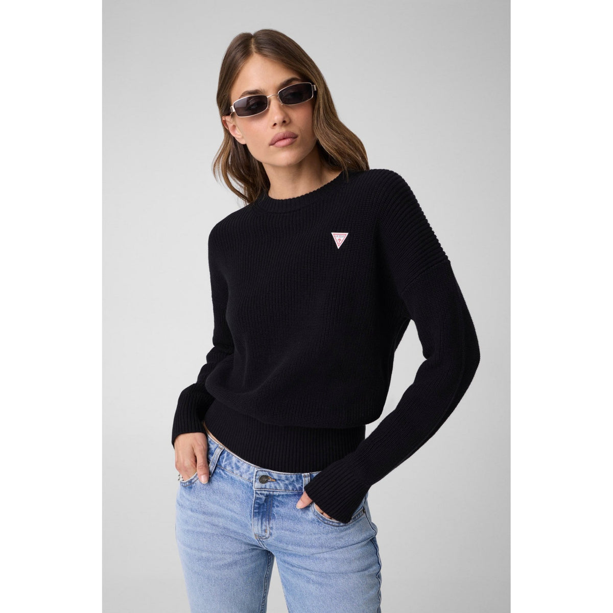 Guess - maglione con logo triangolo guess in cotone