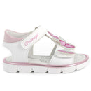 Sandalo da bambina bianco-rosa